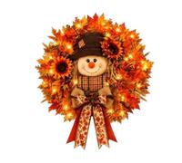 Fall Wreath Scarecrow - 45cm Cloth Harvest Decor | Button Battery Light