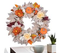Fall Wreaths for Front Door - 18 inch Pumpkin Fall Wreath | Holiday Decorative Wreath with Pumpkins and Leaves | Autumn Harvest Decoration for School Dormitory Office Apartment Home Living Room Classr