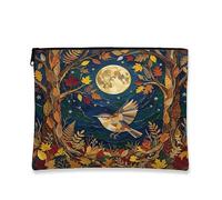 Fall Wrens - Trousse per trucchi con uccellini, per le vacanze, novità per le vacanze, astuccio da viaggio per donne, regali per ragazze, organizer portatile con cerniera in tela piccola e autunnale