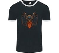 Fallen Angel Skull Demon Wing Flames Uomo Ringer T-Shirt FotL