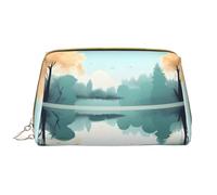 Fallen Leaves On A Tranquil Lake - Borsa per il trucco portatile, grande, in pelle PVC, chiusura con cerniera, borsa da viaggio da viaggio, colore bianco, taglia unica, bianco, Taglia unica