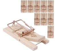 FALLENHELD 10x Trappola per Topi in Legno - a Scatto - Riutilizzabile | Meccanismo a molla in metallo ramato, 9,5 x 5 x 1,5 cm - senza veleni - per interno ed esterno
