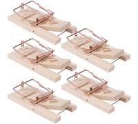 FALLENHELD Trappola per Topi in Legno - Set da 5 a Molla | Meccanismo a scatto in acciaio ramato, 9,5 x 5 x 1,5 cm - senza veleni, riutilizzabile, ideale per uso interno