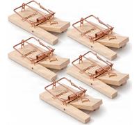 FALLENHELD Trappola per Topi in Legno - Set da 5 a Molla | Trappola a scatto in acciaio ramato, 9,5 x 5 x 1,5 cm - senza veleni, riutilizzabile, per interno ed esterno