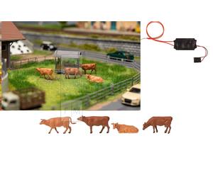 FALLER 180235 - Set 4 mucche con modulo effetti sonori. Scala H0 1:87