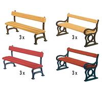 Faller 180443 Set da 4 panchine per modellismo, 4 colori assortiti