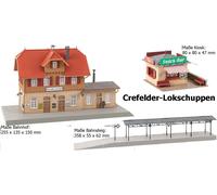FALLER 190072 3-er Set Stazione Bruderstadt Con Marciapiede E Chiosco Nuovo Ovp