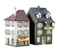 FALLER 2 case di città modellino con 207 pezzi 75 x 112 x 145 mm, 68 x 91 x 134 mm, accessori ferroviari H0 I Modelleisenbahn H0