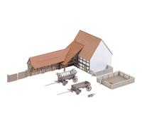 FALLER Edificio agricolo con accessori Modellino composto da 138 pezzi singoli 125 x 57 x 53 mm I Accessori per modellini di trenini I Costruzione di modellini di treni