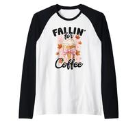 Fallin' for Coffee - Simpatico Motivo Autunnale con Latte Macchiato, Zucca e spezie Maglia con Maniche Raglan