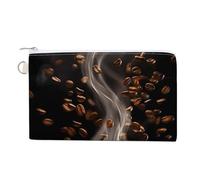 Falling Coffee Beans Cup Coin Purse Cute Change Pouch Wallet Clutch Bag con Zip, Stile:, Taglia unica