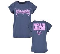 Falling in Reverse Popular Monster Text Donna T-Shirt Blu L 100% Cotone Largo
