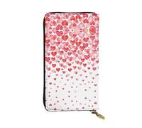 Falling Red Hearts Print Leather Long Clutch Wallet - Portafoglio personalizzato alla moda, scomparti multipli per schede, regalo pronto, nero, taglia unica, Nero, One Size