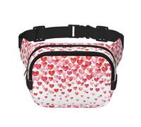 Falling Red Hearts Print Square Double Layer Funzionalità Marsupio Unisex Crossbody Pack Travel Workout, Nero, Taglia Unica, Nero, One Size