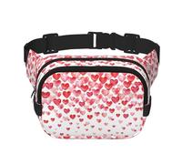 Falling Red Hearts Print Square Waist Purse Double Layer Fanny BagTrendy Viaggio Marsupio per uomini e donne, nero, Taglia unica