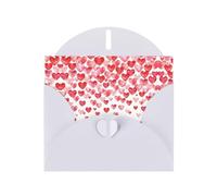 Falling Red Hearts Printing Holiday Love Buckle Pearl Paper Bulk con buste di auguri, Thinking Of You Cards 4 x 15,2 cm