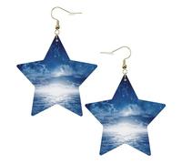 Falling Star Moon - Orecchini pendenti da donna, alla moda, a forma di stella, versatili, One Size, Pelle