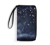 Falling Stars Portafogli da polso per uomo donna portafoglio lungo in pelle portafoglio con carta di credito pochette con cordino, Stile:, 19.7x10.5cm