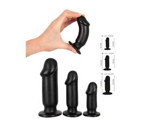 Fallo anale indossabile set dildo realistico mini maxi dilatatore plug butt nero