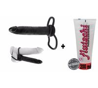 Fallo anale nero indossabile strap on dildo vaginale slim doppia penetrazione