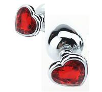 fallo anale plug in acciaio con gioiello rosso maxi per uomo donna anal red