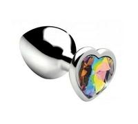 Fallo anale plug in metallo con pietra a cuore mini dildo dilatatore tappo anal