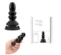 Fallo anale vibrante dilatante mini plug nero in vetro wireless con ventosa sexy