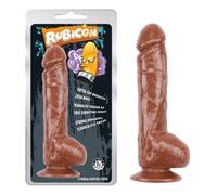 Fallo Dildo Pene Artificiale in Gomma PVC Mulatto con Ventosa e scroto