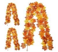 Fallo Garland Outdoor 3pcs 5, 7 piedi..Arredamento di foglie di acero bilaterale realistica decorazione portatile appeso arredamento del ringraziamento viti riutilizzabili per il camino camino a casa