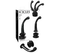 fallo in silicone e vetro liscio stimolatore anale vaginale dildo glass nero