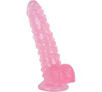 Fallo realistico con pellet per massaggio prostatico e stimolazione del punto G - fallo anale per la masturbazione - sex toy per uomini e donne con spine a pois(Pink)