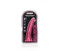 Fallo realistico con ventosa Slim Dildo Suction Cup GitD 20 cm Neon Pink