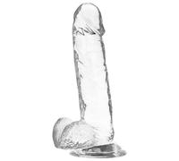 Fallo Realistico Crystal Anale Dildo Dong Trasparente in Jelly 19cm con Ventosa