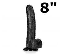 Fallo realistico non vibrante nero con testicoli e ventosa 23 cm realrock