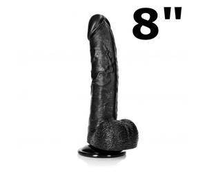 Fallo realistico non vibrante nero con testicoli e ventosa 23 cm realrock