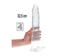 Fallo realistico vaginale anale 32cm dildo trasparente grande maxi con testicoli