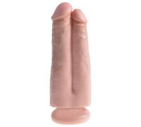 Fallo vaginale dildo realistico con ventosa king cock doppio 7 caramel two in on