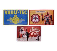 Fallout Set di 3 targhe in metallo con licenza ufficiale Vault-Tec, Nuka-Cola e Red Rocket, decorazione retrò per sala da gioco, 280 x 175 mm