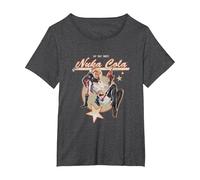 Fallout Video Game Retro Nuka Cola Ad Maglietta, Donna Plus-Size, Grigio Scuro, 5X