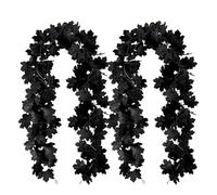 Falls Decors - Fall Decorations | Dark Autumn Aesthetic | Black Fall Leaves Garland for Tabletop, Door Frame, Scene, Outdoor Holiday Decorations, Gothic Thanksgiving Accents