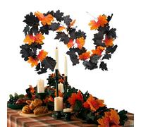 Falls Decors - Fall Decorations | Dark Autumn Aesthetic | Black Fall Leaves Garland for Tabletop, Door Frame, Scene, Outdoor Holiday Decorations, Gothic Thanksgiving Accents