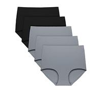 FallSweet Slip Taille Haute Sans déformation, Sous-vêtements pour Femmes, Culottes Sans Couture, Paquet de 5（2nero+3grigio,L）