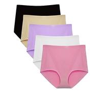 FallSweet Slip Taille Haute Sans déformation, Sous-vêtements pour Femmes, Culottes Sans Couture, Paquet de 5（Color,S）