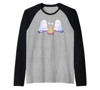 Falò spettrale arrosto Marshmallow Halloween Camp Fire Maglia con Maniche Raglan