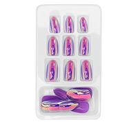 False chiodi artificiali unghie false copertura piena consigli falsi per unghie premi su unghie 24pcs alla moda topi per nail art color brillante per feste matrimoni (LG03)