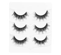 False Eyelashes 3 Pairs Reusable Fluffy Handmade Fake Eyelashes Thick Volume Eye Lashes for Women Girls Nude Makeup Makeup Stage Makeup Party Makeup Date Makeup