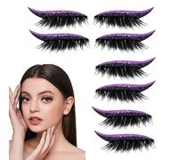 False Lashes | 4 Pairs Waterproof Fake Eyelashes Stickers - Glitter Reusable Beauty Care Adhesive Makeup Eye Liner Stickers for Home Daily Travel Performance
