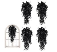 False viti nere, piante artificiali nere, vino in 4 stanze, 30 vite, pianta resistente ai raggi UV per parete, stanza, patio, interni, esterni, decorazione scaffale per la casa