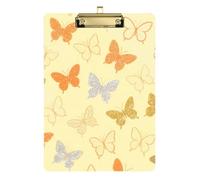 Falsi Glitter Paillettes Farfalla Giallo Architetto Appunti Hard Board per Forniture di Classe per Insegnanti Elementare Dimensione 9 x 12.5 Tabla para escribir con Clip