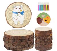 FALSKT 15 Pezzi Dischetti Legno Senza Buco con 12 Penna Acquerello Tronchetti Legno con Corteccia Grezzo 8-9cm 16-17cm Legnetti per Lavoretti per Fai Da Te Decorazioni Natalizie